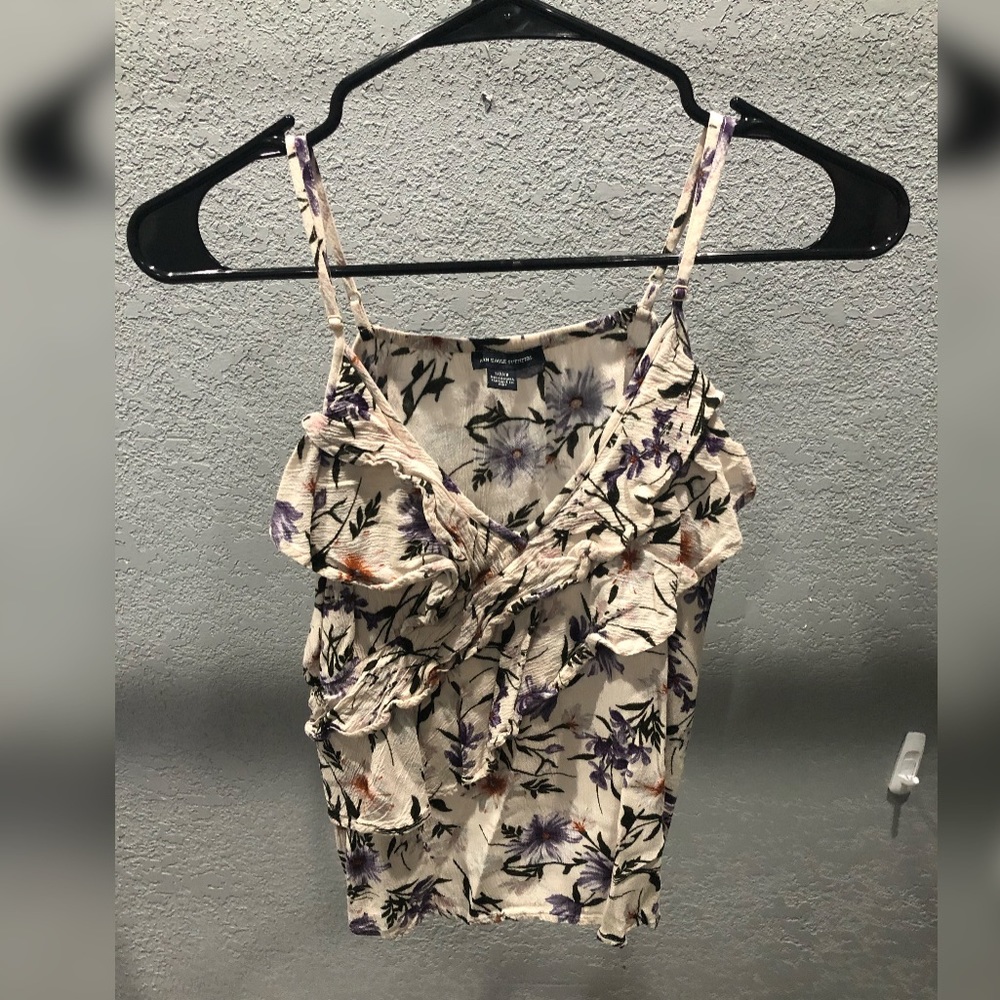 Ruffled Floral Tank Top (S)